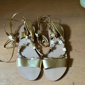Loeffler Randall gold ankle tie sandals size 7.5